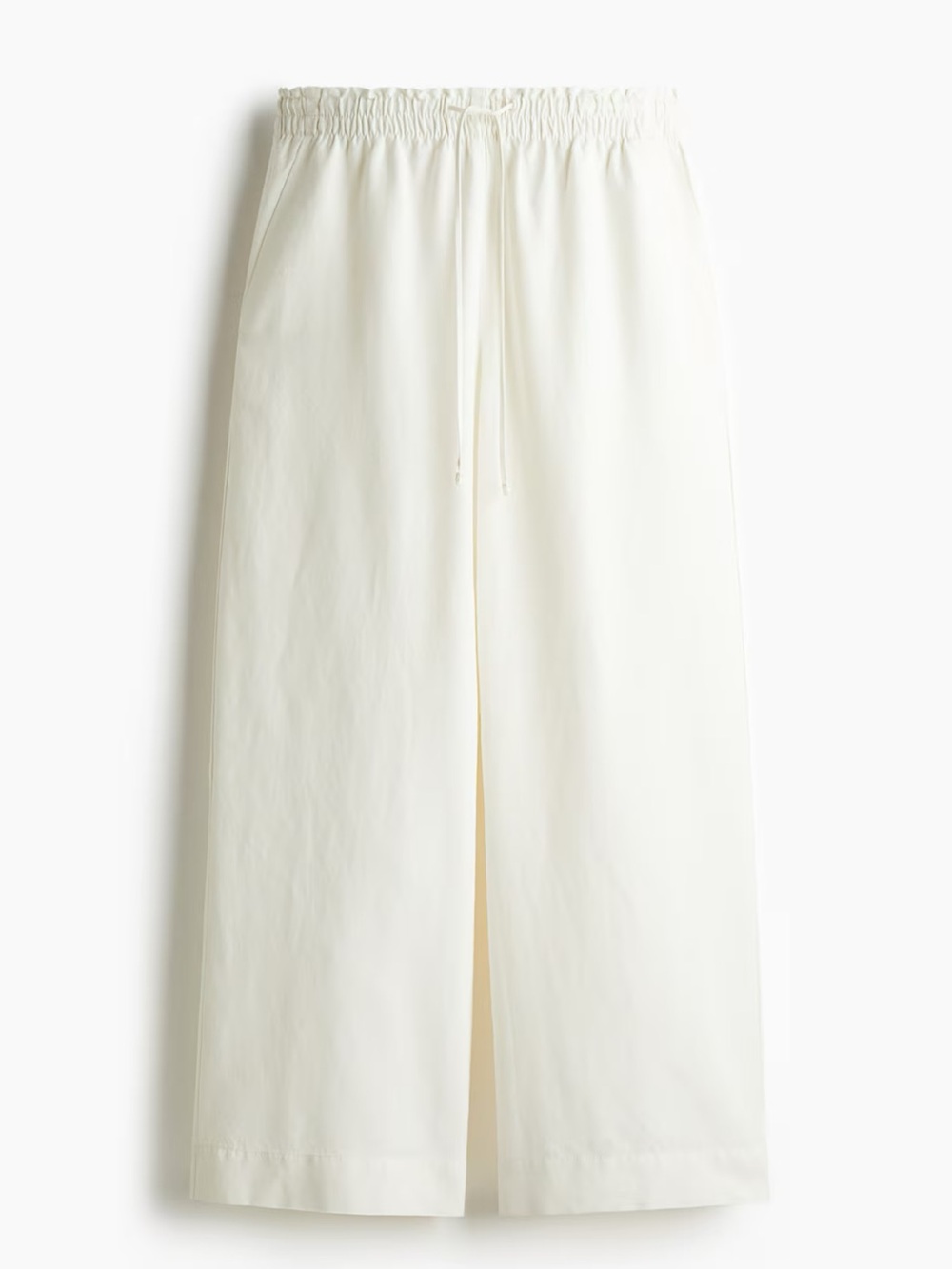 H&M White Linen Blend Crop Pants